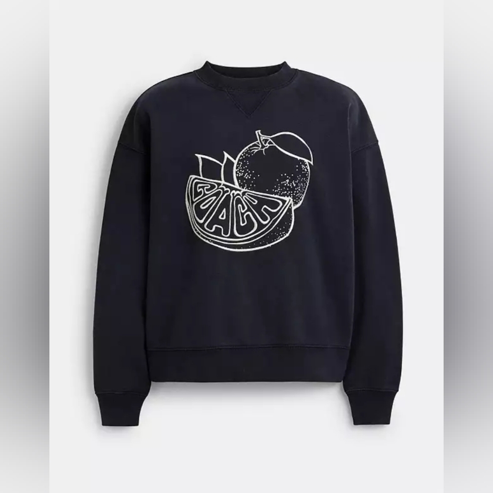 COACH Oversized Embroidered Sweatshirt Orange Design Streetwear 2025 - Picture 2 of 5